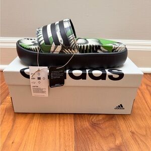Adidas Slide Sandals - Green, Black, and White